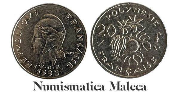Polinesia Francesa 20 Francs 1998, Km9 XF