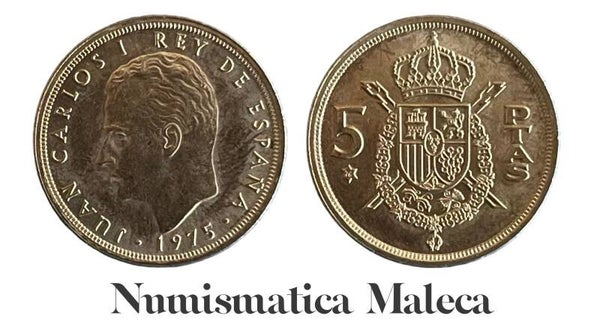 España 5 Pesetas 1975, Km807 Unc