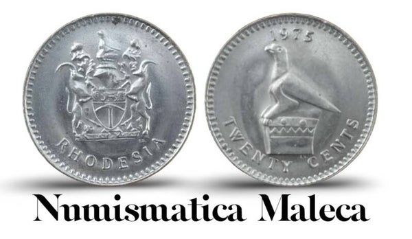 Rhodesia 20 Cents 1975, Km15 Aunc
