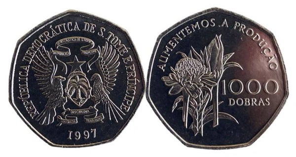 Santo Tome & Principe 1000 Dobras 1997, Km90 FAO Unc (AFRICA)