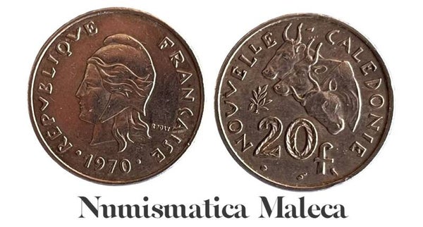 Nueva Caledonia 20 Francs 1970, Km12 Xf