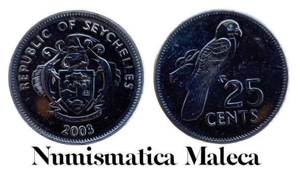Seychelles 25 Cents 2003, Km49a Unc
