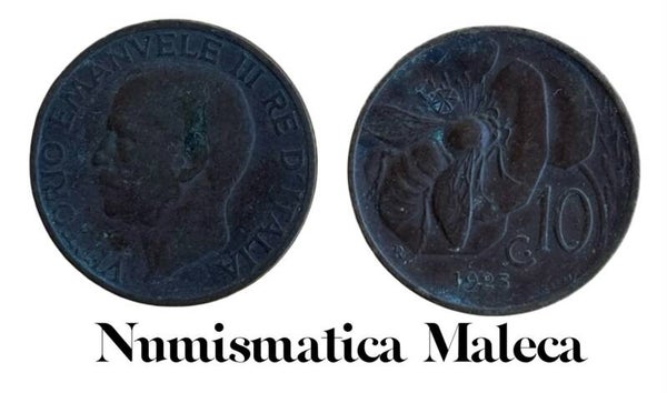 Italia 10 Cntesimos 1923, Km60 VF