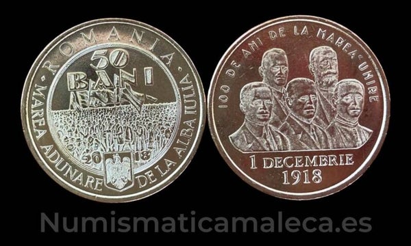 Rumania 50 Bani 2018, (100 Años de Marea Unire)