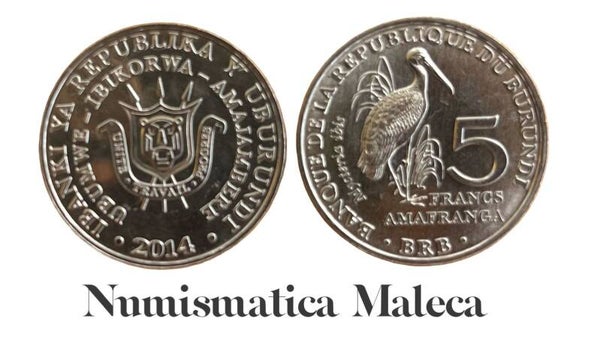 Burundi 5 Francs 2014, Km27 Unc