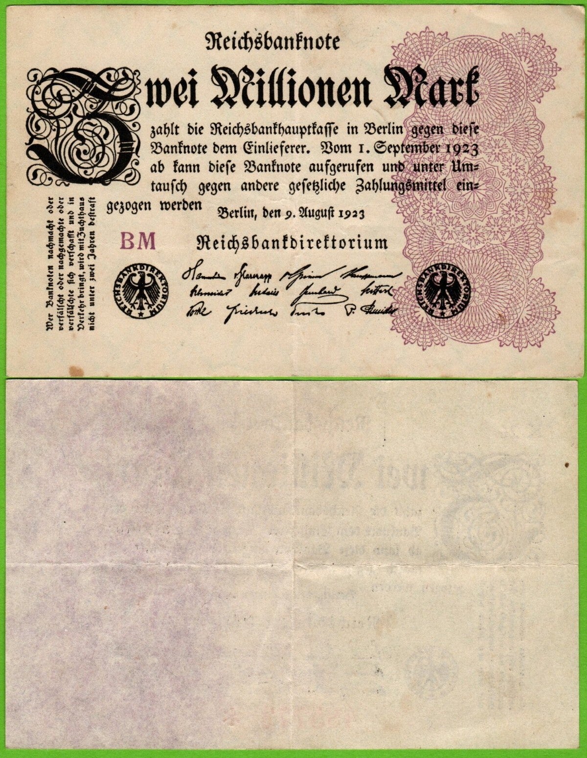 Alemania 2,000,000 Mark 1923, P-104a.1BM fina