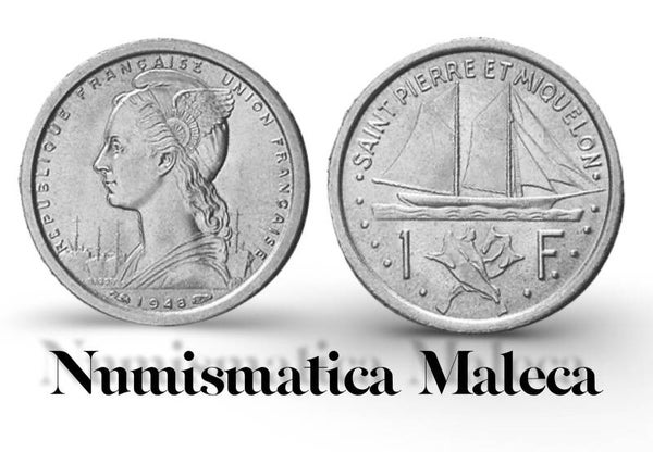 Saint Pierre & Miquelon 1 Franc 1948 Km1 Rara