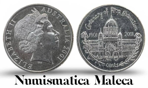 Australia 20 Cents 2001, Km556 Fina