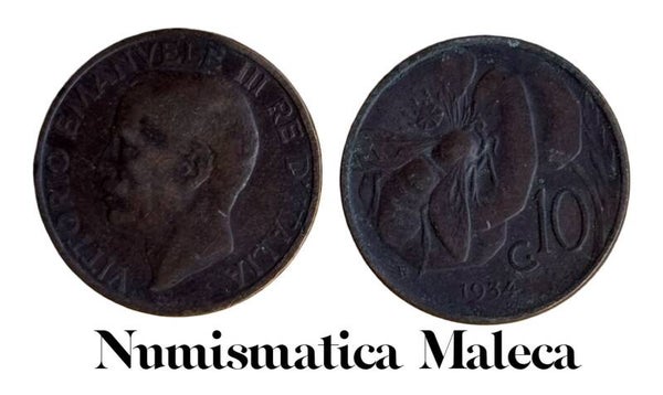 Italia 10 Centesimos 1937, VF