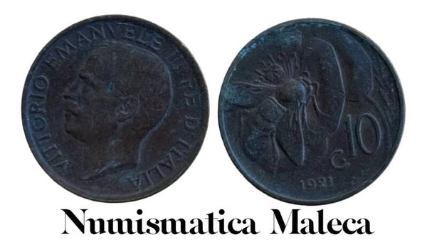 Italia 10 Centesimos 1921, Km60 Circ