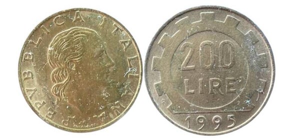 Italia 200 liras 1995 (europa)