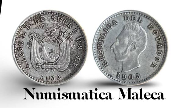 Ecuador 1/2 Decimo 1905, Km55 Plata