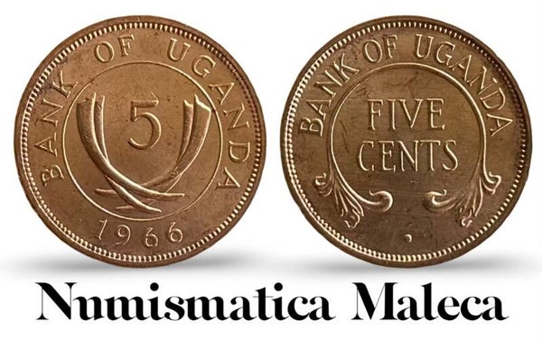 Uganda 5 Cents 1966, Km1a Aunc