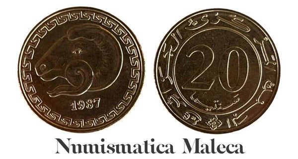 Algeria 20 Santimat 1987 Km118 FAO