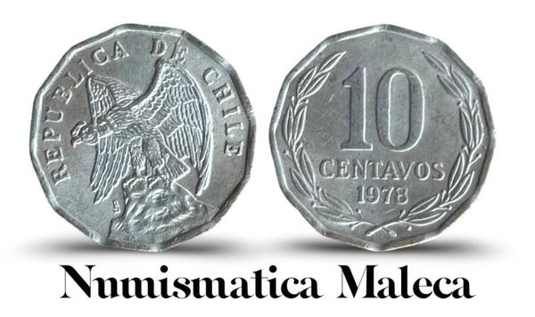 Chile 10 Centavos 1978 , Km205a VF