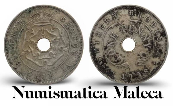 Rhodesia Del sur 1 Penny 1938, K,8 fina