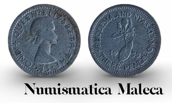 Rhodesia & Nyasaland 3 Pence 1955, KM3 XF