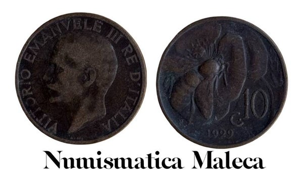 Italia 10 Centesimos 1929, Km60 Circ