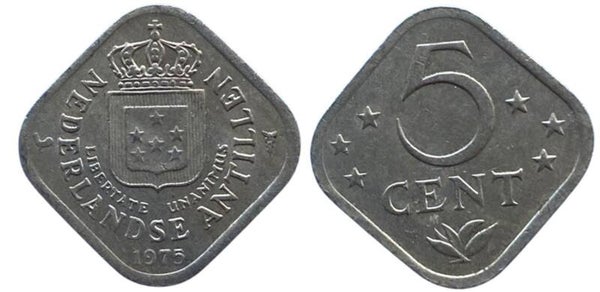 Antillas Holandesa 5 Cents 1975  (caribe)