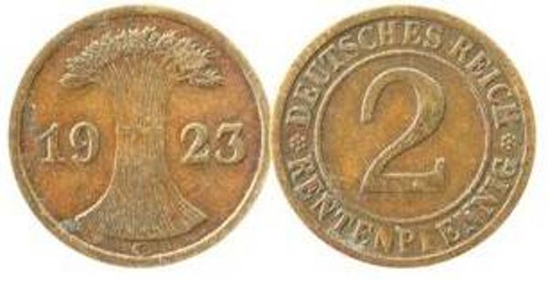 Alemania Imperio 2 Pfenning  1923 fina