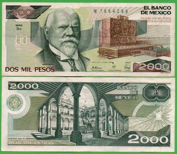 Mexico 2000 Pesos 1989, P-86C PRefix-DJ AU