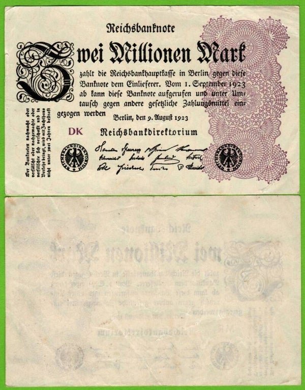 Alemania 2,000,000 MArk 1923, P-104a.1dk Fina