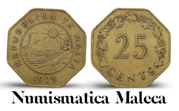 Malta 25 Cents 1975, Km29 Fina