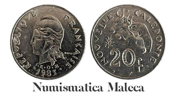 Nueva Caledonia 20 Francs 1983, Km12 XF