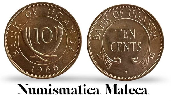 Uganda 10 Cents 1966, Km2 Aunc