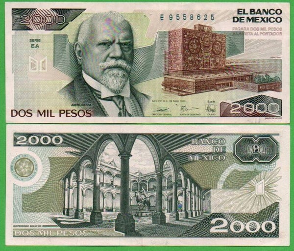 Mexico 2000 Pesos 1989, P-86C PRefix-EA XF