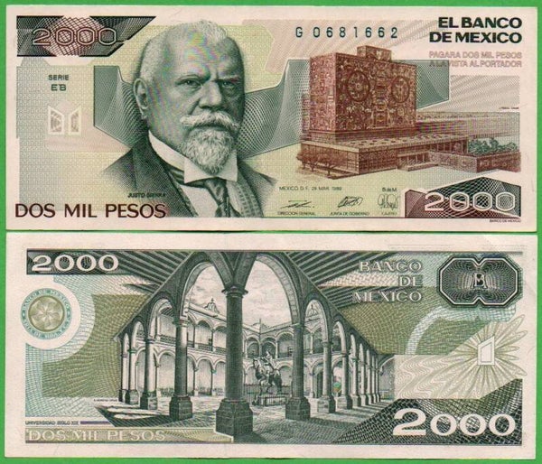 Mexico 2000 Pesos 1989, P-86C PRefix-EB AU