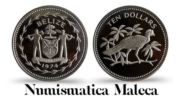 Belize 10 Dollar 1974, Km45 Proof Unc