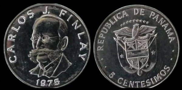 PANAMA 5 CENTESIMOS 1975,  (CARLOS J. FINLAY) UNC