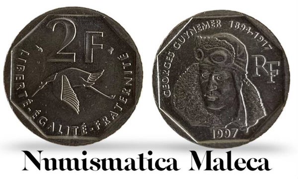 Francia 2 Francs 1997, Km1187 Aunc