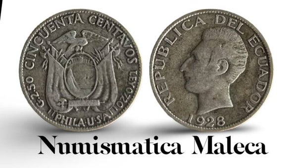 Ecuador 50 Centavos 1928, Km71 Plata