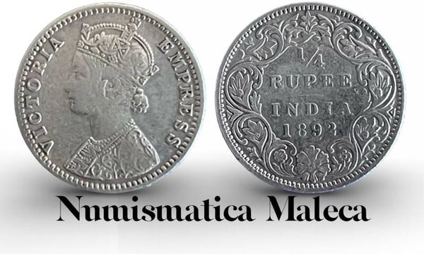 India Britanica 1/4 Rupee 1892 Km490 Silver