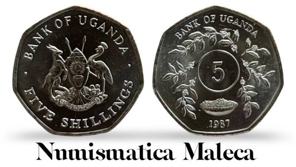 Uganda 5 Shilling 1987, Km29 Unc