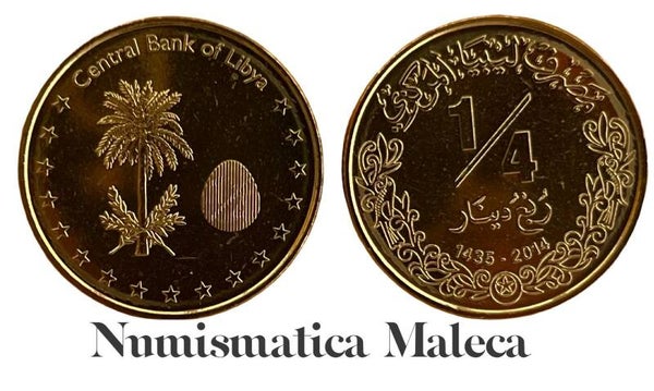 Libya 1/4 Dinar 2014, Km34 Unc