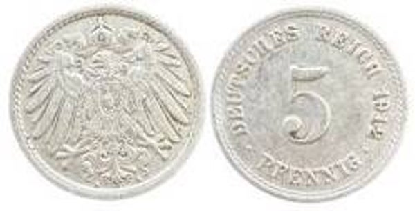 Alemania Imperio 5 Pfenning 1904 fine