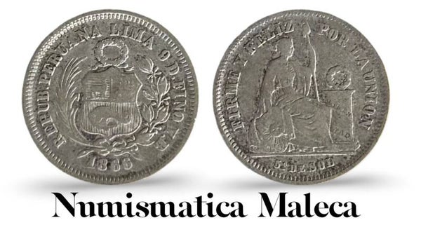 Peru 1/5 Sol 1865, Km191 Plata