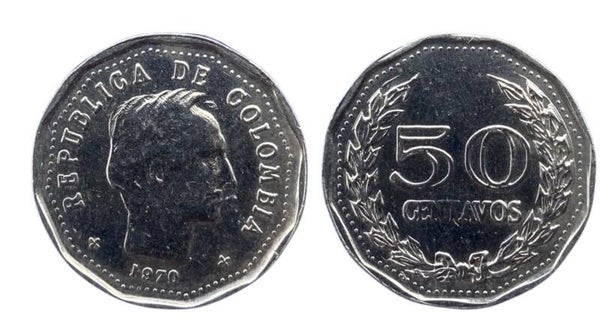 Colombia 50 Centavos 1970 (AMERICA)