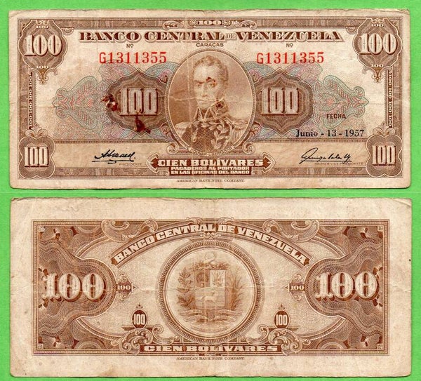 Venezuela 100 Bolivares 1957, P-34c XF