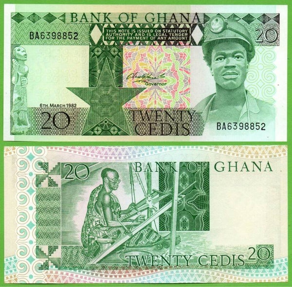 Ghana 20 Cedis 1982, P-21 Unc