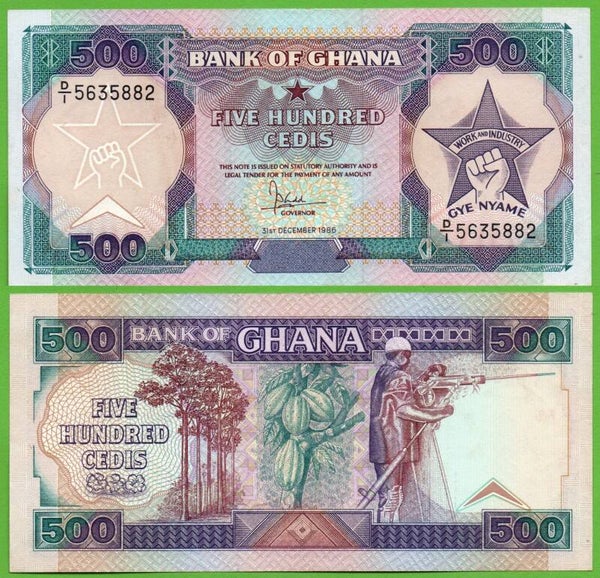 Ghana 500 Cedis 1986, P-28a Unc
