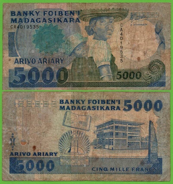 Madagascar 5000 Ariary 1988, P-73 Xf