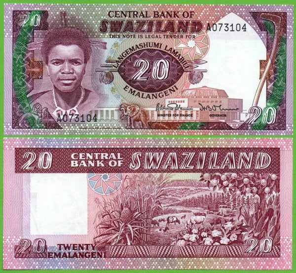 Swaziland 20 Emalangeni 1985, P-11b Unc