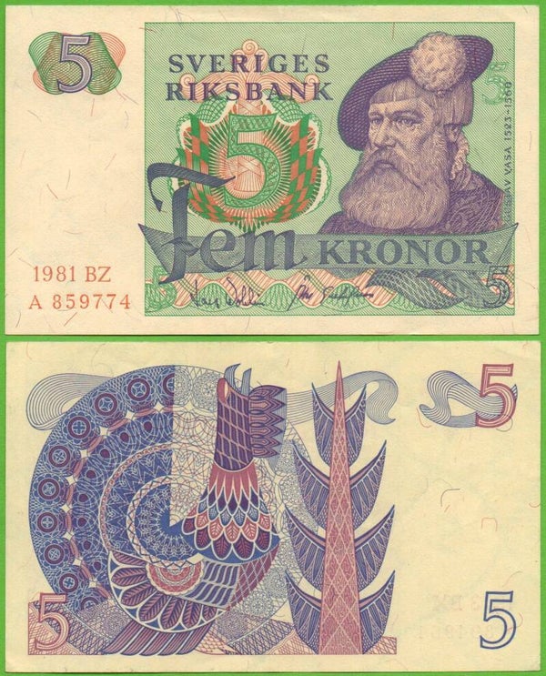 Suecia 5 Kronor 1981, P-51d Aunc
