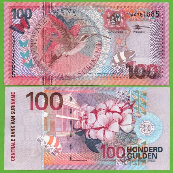 Suriname 100 Gulden 2000 P-149 Aunc