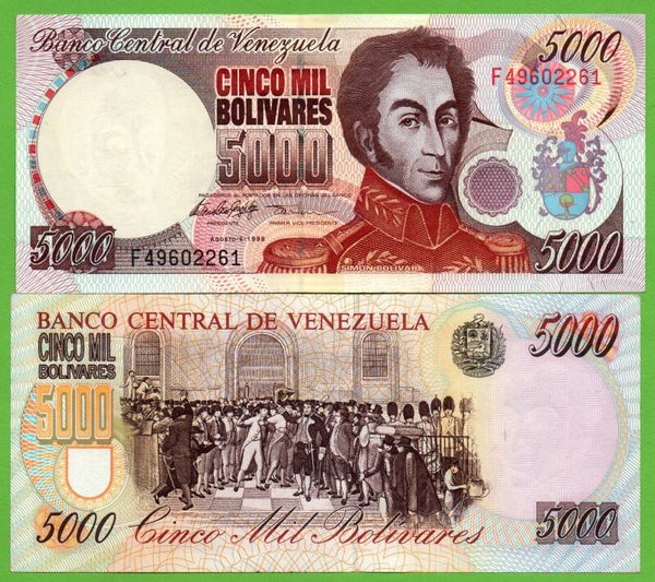 Venezuela 5000 Bolivares 1998, P-78c Aunc