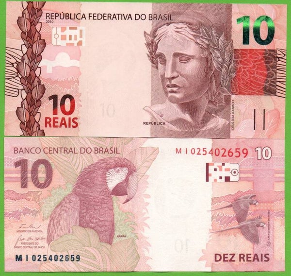 Brazil 10 reais 2010, P-254 Unc
